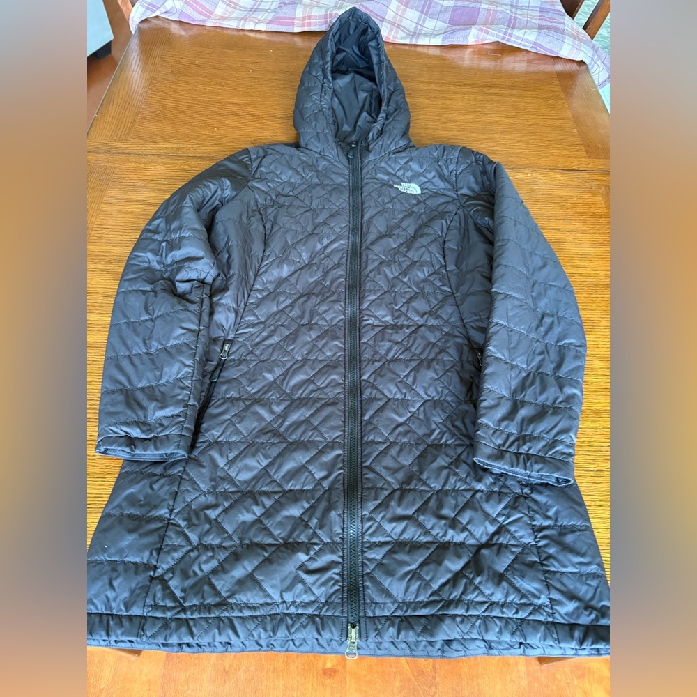 Black mid length puffer jacket